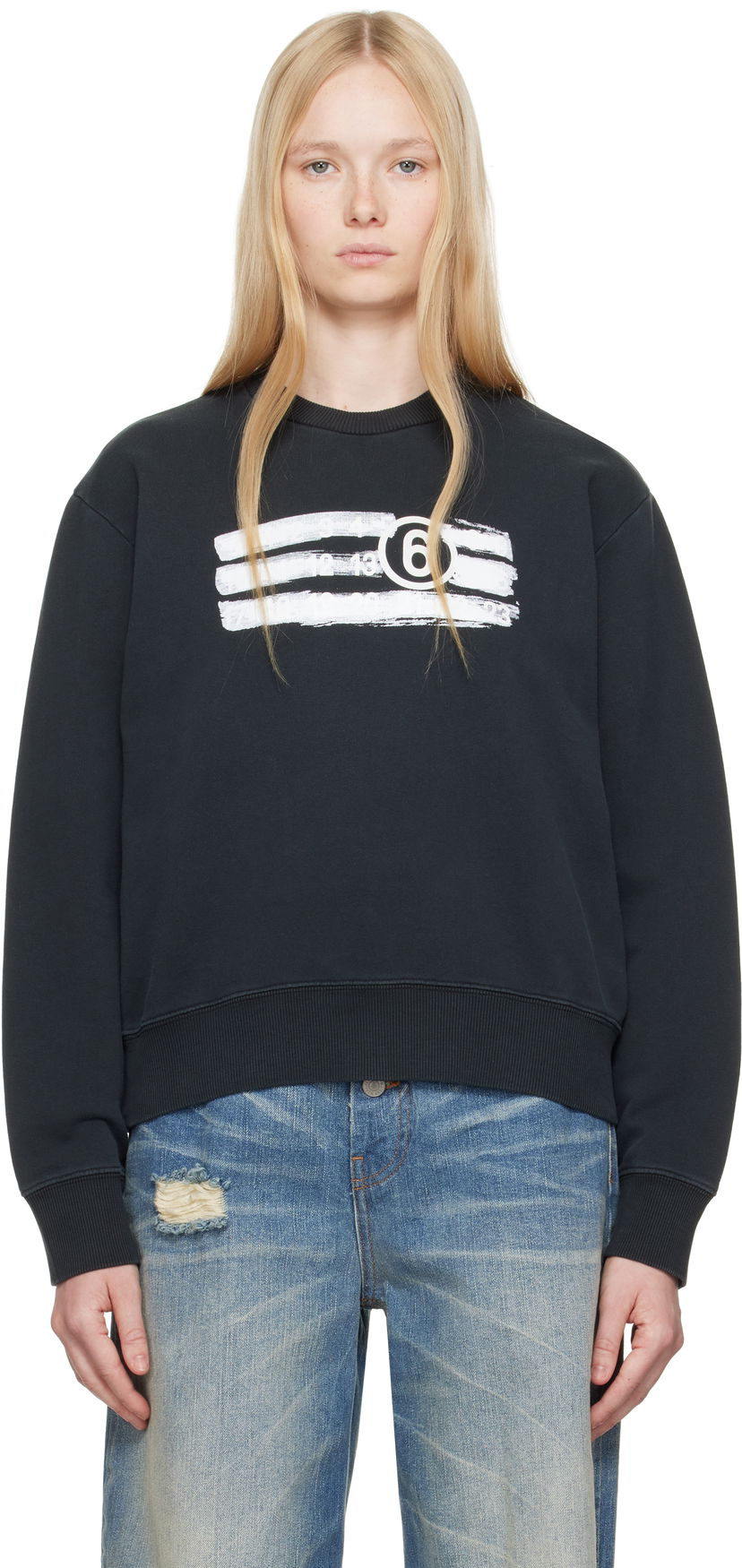 Villapaita Maison Margiela MM6 Maison Margiela Unbrushed Jersey Sweatshirt Musta | S62GU0139 M25004