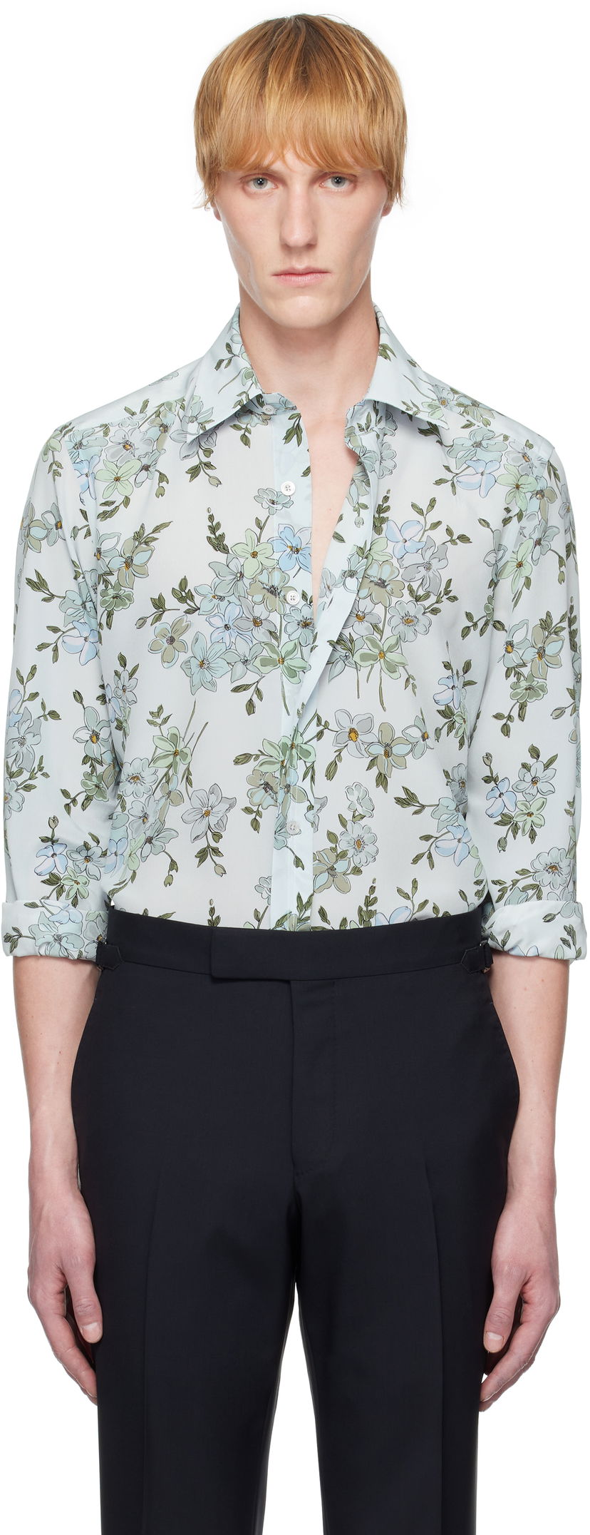 Paita Tom Ford TOM FORD Saint Tropez Floral Slim Fit Shirt Sininen | HSG001-FMS057S25