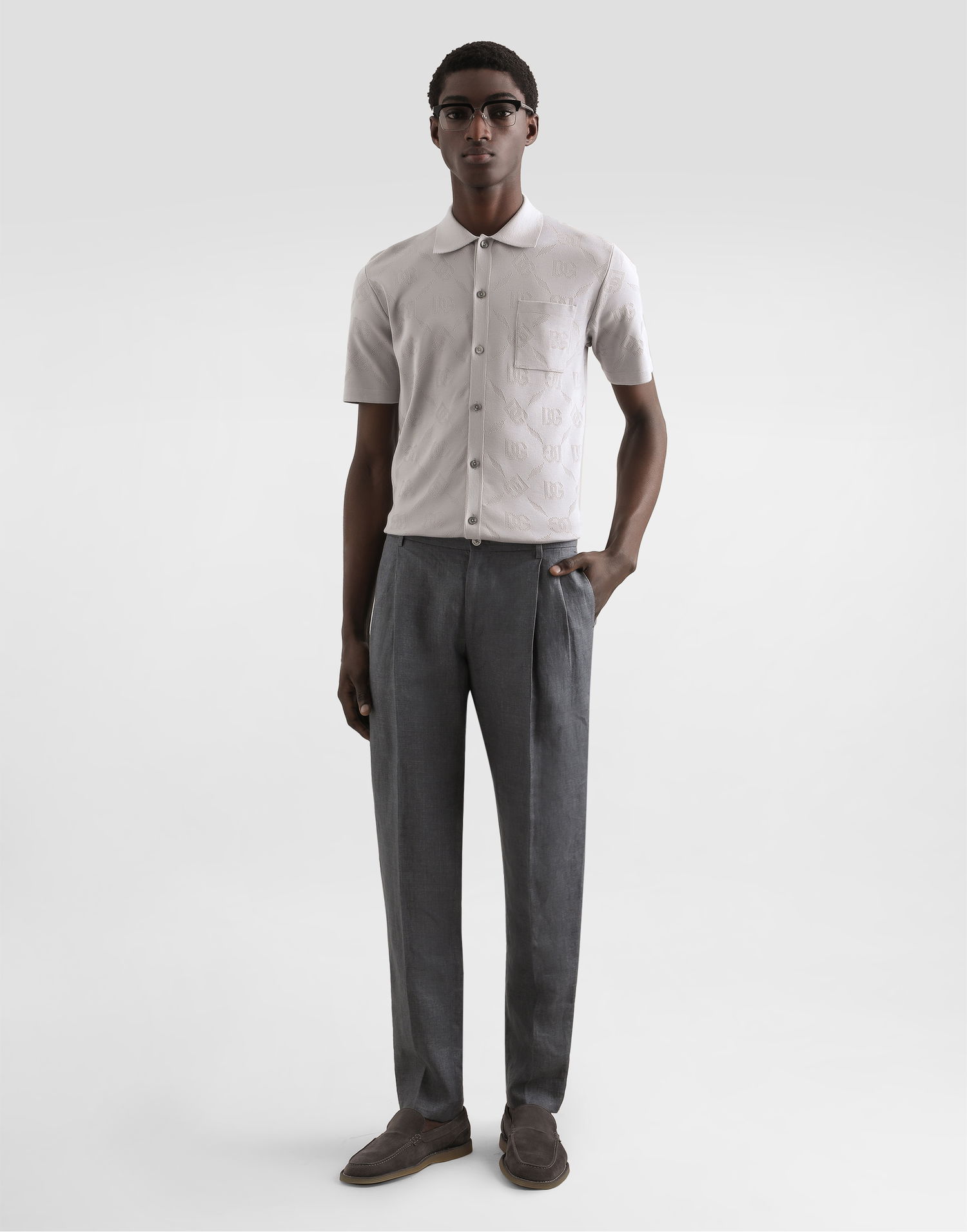 Housut Dolce & Gabbana Dolce & Gabbana Washed Linen Canvas Trousers Harmaa | GP06JTFU4MFN0701, 1