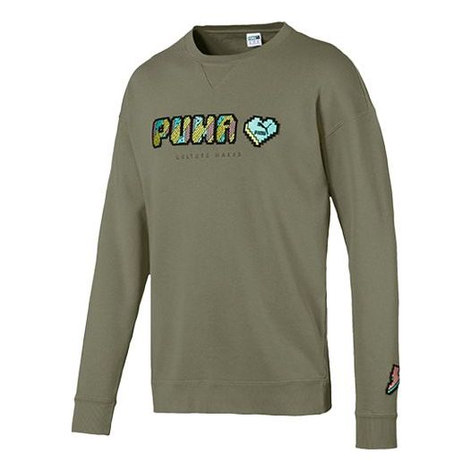 Villapaita Puma Alphabet Round Neck Pullover Vihreä | 596848-46