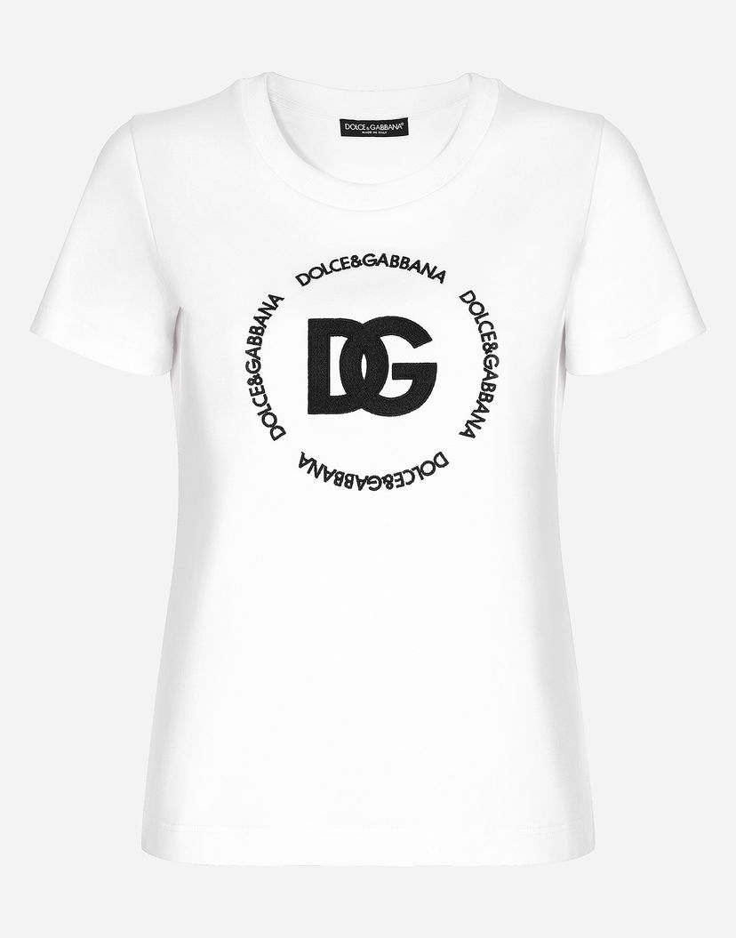 T-paita Dolce & Gabbana Jersey T-shirt With Dg Logo Valkoinen | F8T00ZGDB5UW0800