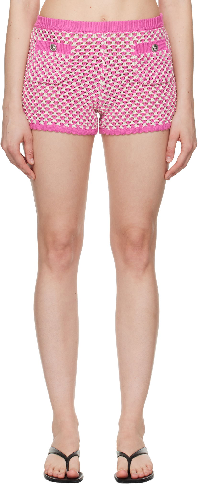 Shortsit Versace Versace Crochet Knit Shorts Vaaleanpunainen | 1020377_1A14747