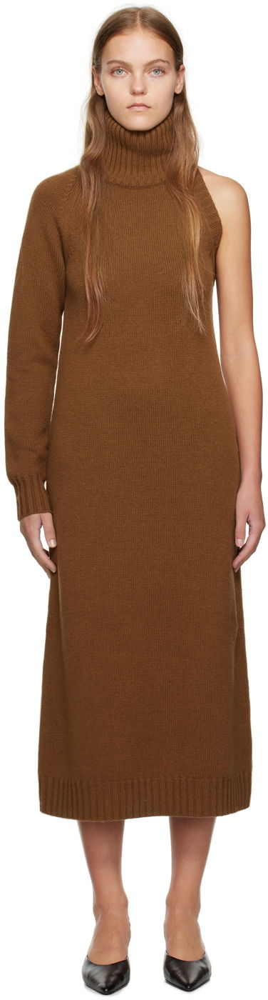 Mekko Max Mara Max Mara Single-Shoulder Midi Dress Ruskea | 2313262536600 MM12127