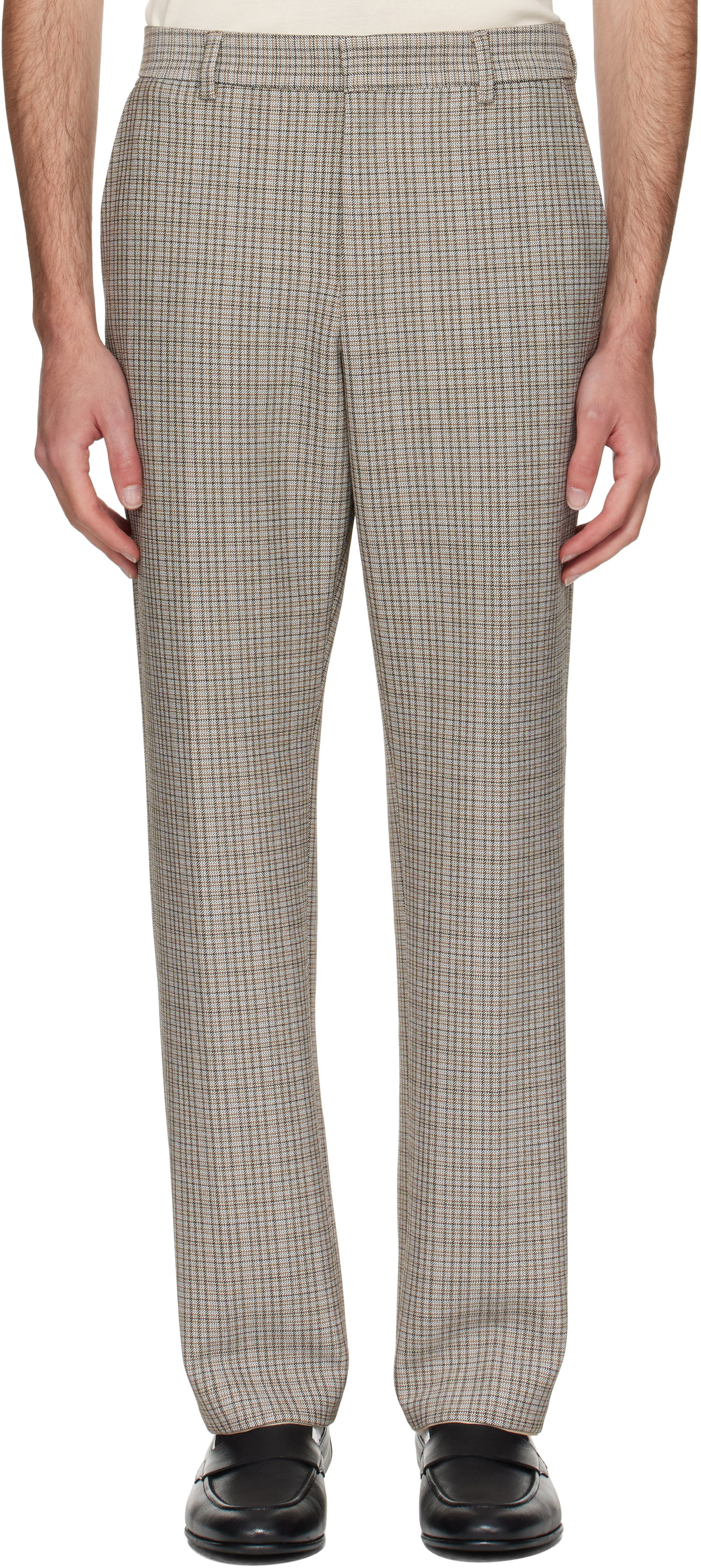 Housut BOSS BOSS Relaxed-Fit Checked Stretch Trousers Ruskea | 50546061, 0