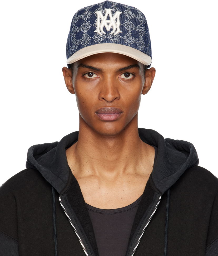 Korkki AMIRI AMIRI MA Leather Brim Denim Cap Tummansininen | AMHACP1061