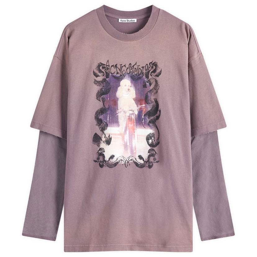 T-paita Acne Studios Acne Studios Edra Double Layer Poodle T-Shirt, Size L Violetti | AL0454-CJD