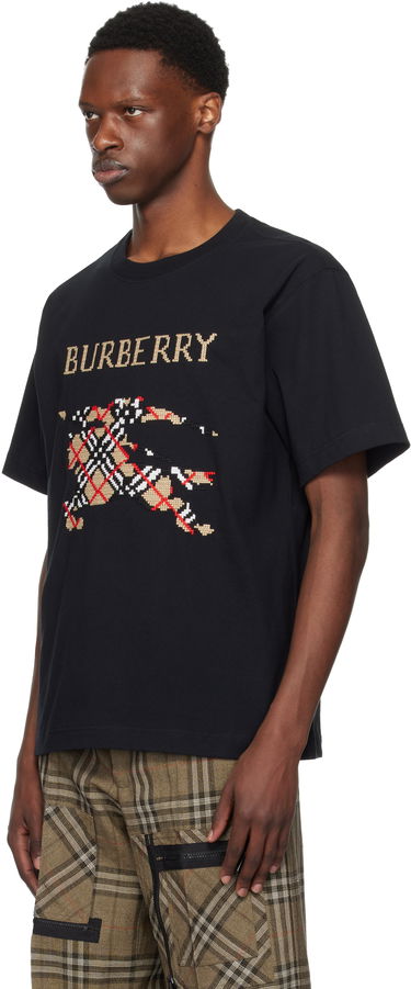 T-paita Burberry Cross Stitch Horseferry Print Cotton T-Shirt Musta | 8109021, 3