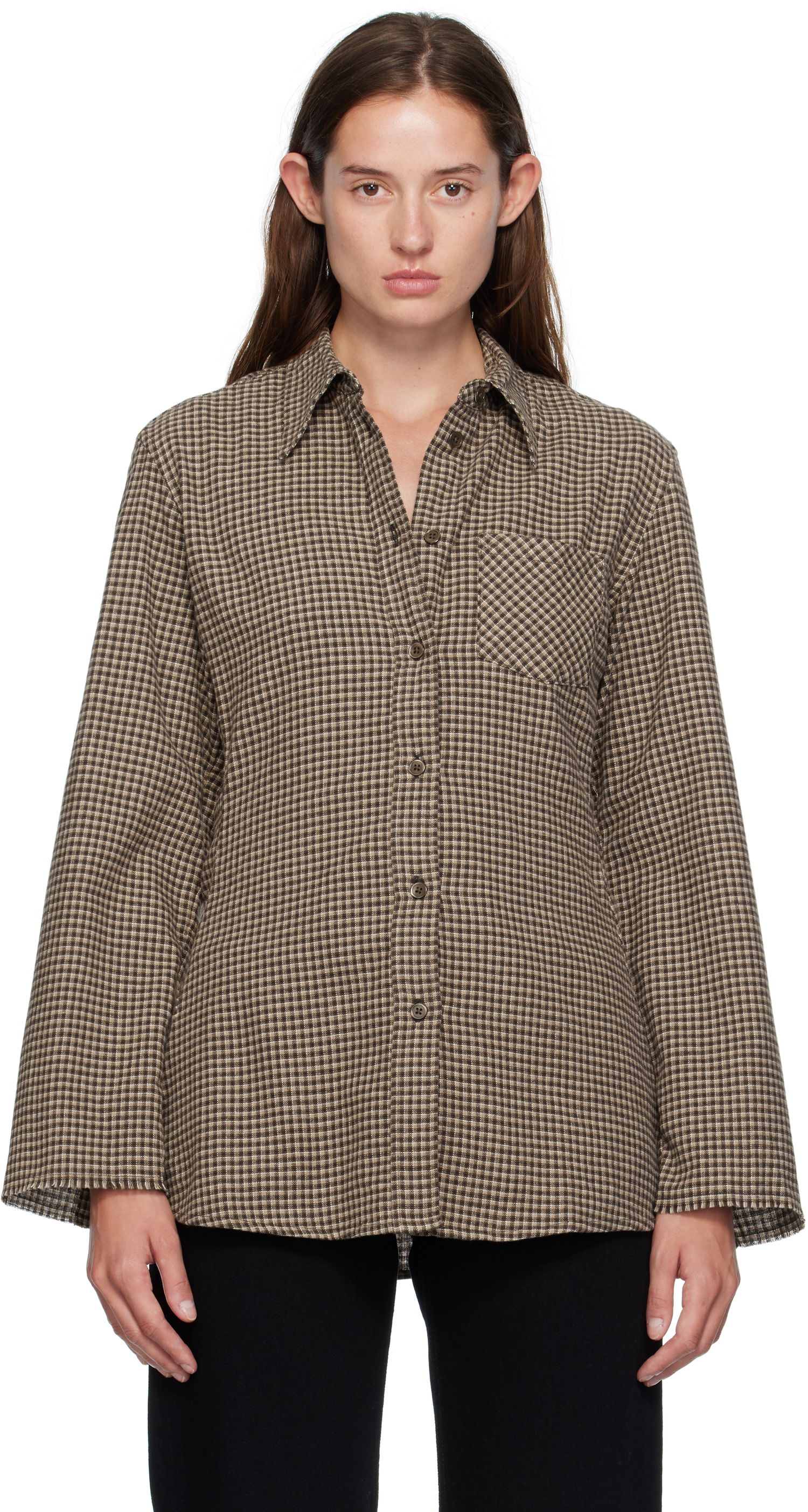 Paita OUR LEGACY Our Legacy Daisy Check Button-Down Shirt Ruskea | W4252DE, 0
