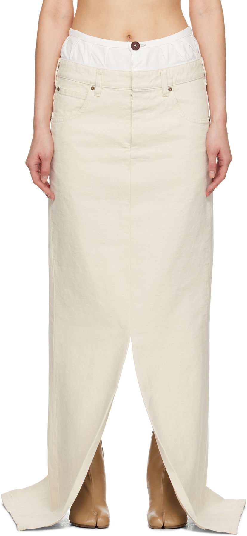 Hame Maison Margiela Maison Margiela 'Anonymity Of The Lining' Denim Maxi Skirt Beige | S51MI0004 M35261