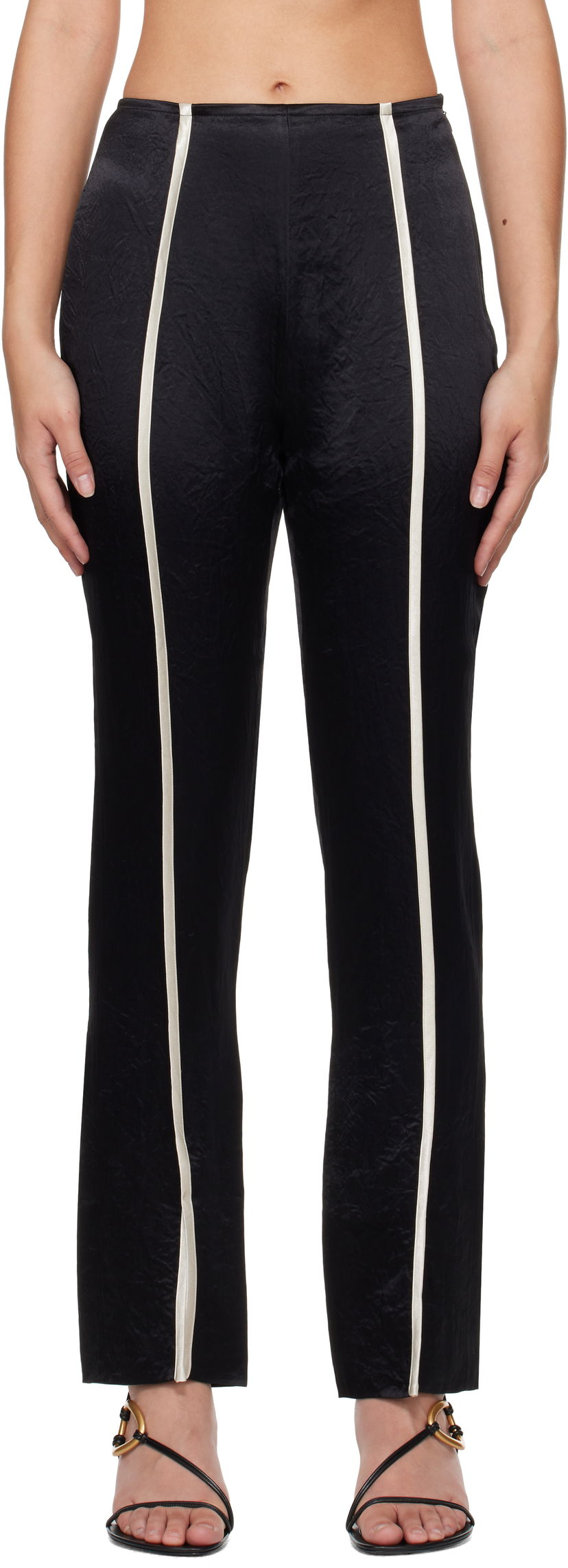 Housut Nanushka Formal Straight Leg Side Stripe Trousers Musta | NW24FWPA34199