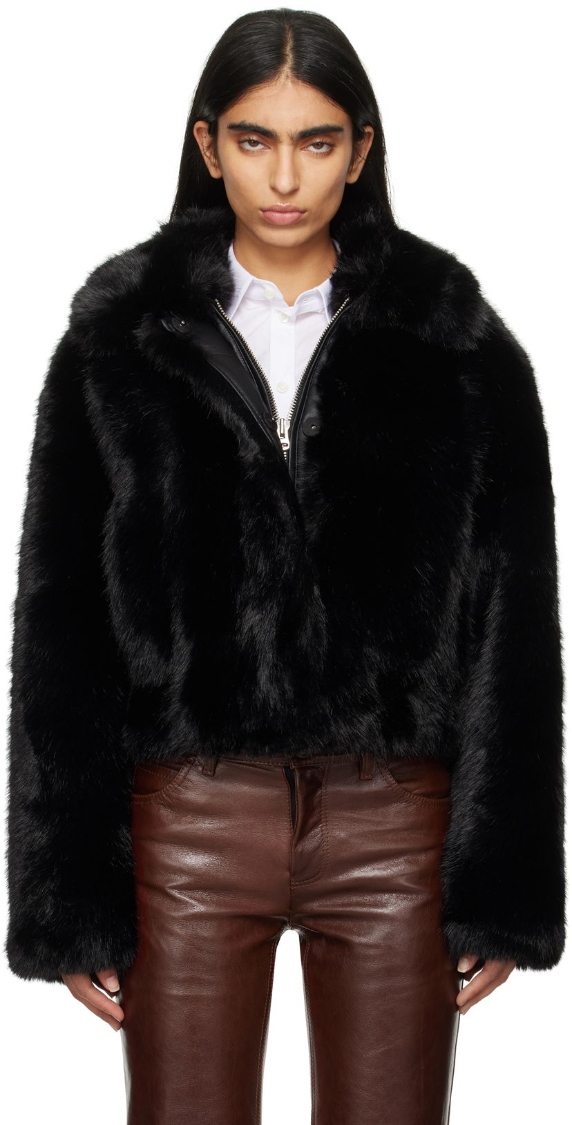 Bomber-takki STAND STUDIO Faux-Fur Jacket Musta | 66354-9155