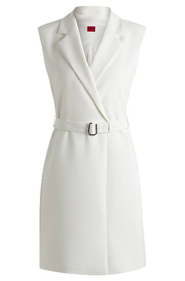 Liivi BOSS Sleeveless Blazer Dress with Belt Valkoinen | 50537609