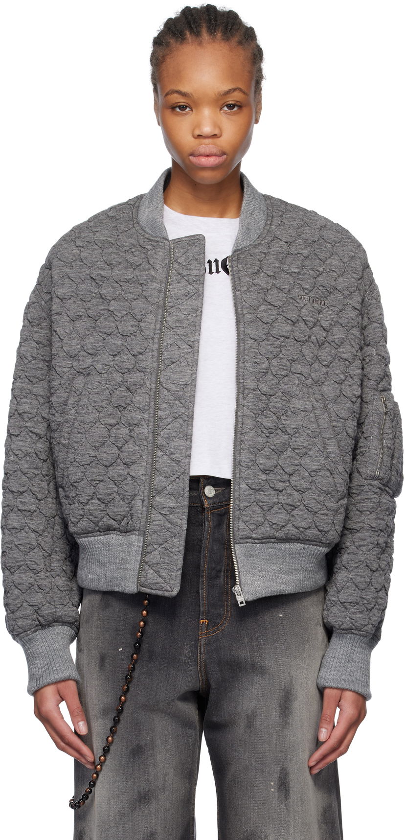 Bomber-takki We11done We11done Quilted Bomber Jacket Harmaa | WD-JP0-25-070-W-MG