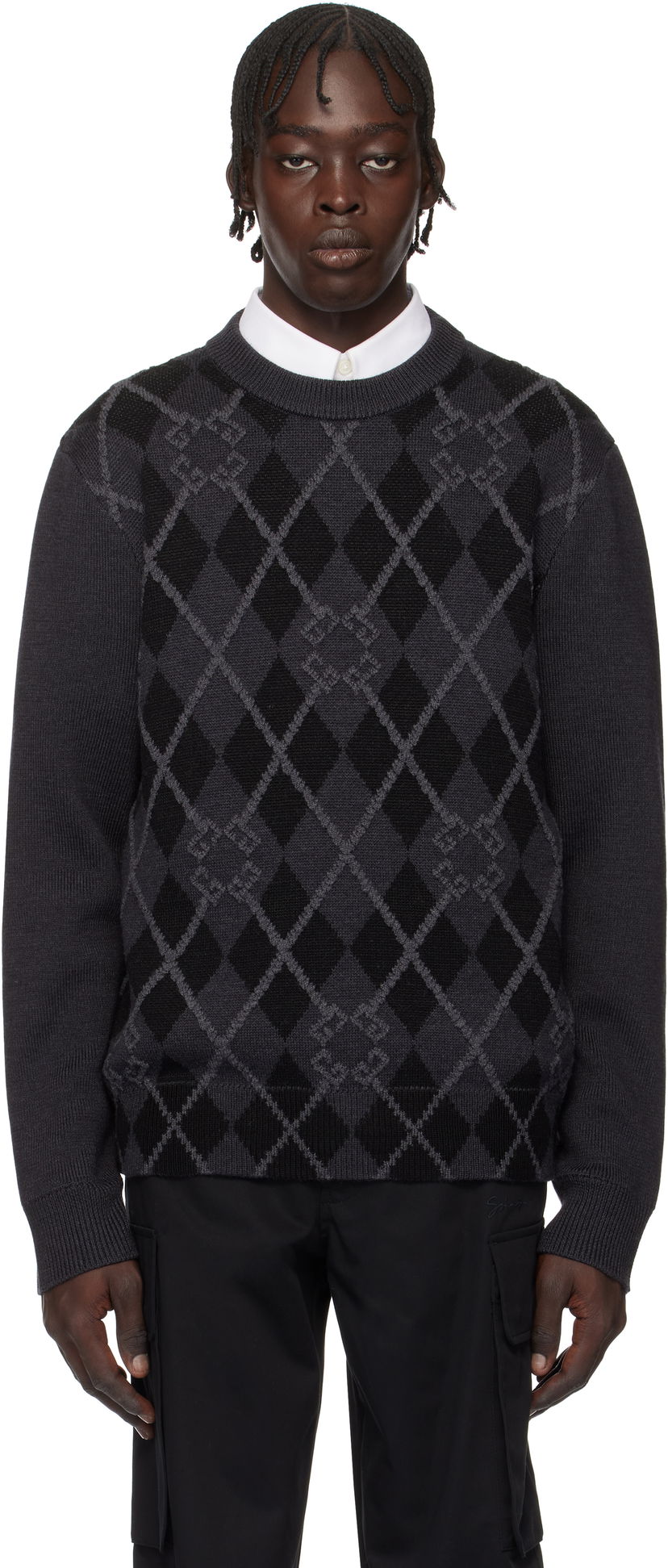 Villapaita Givenchy Argyle Pattern Sweater Harmaa | BM90TX4YL0001
