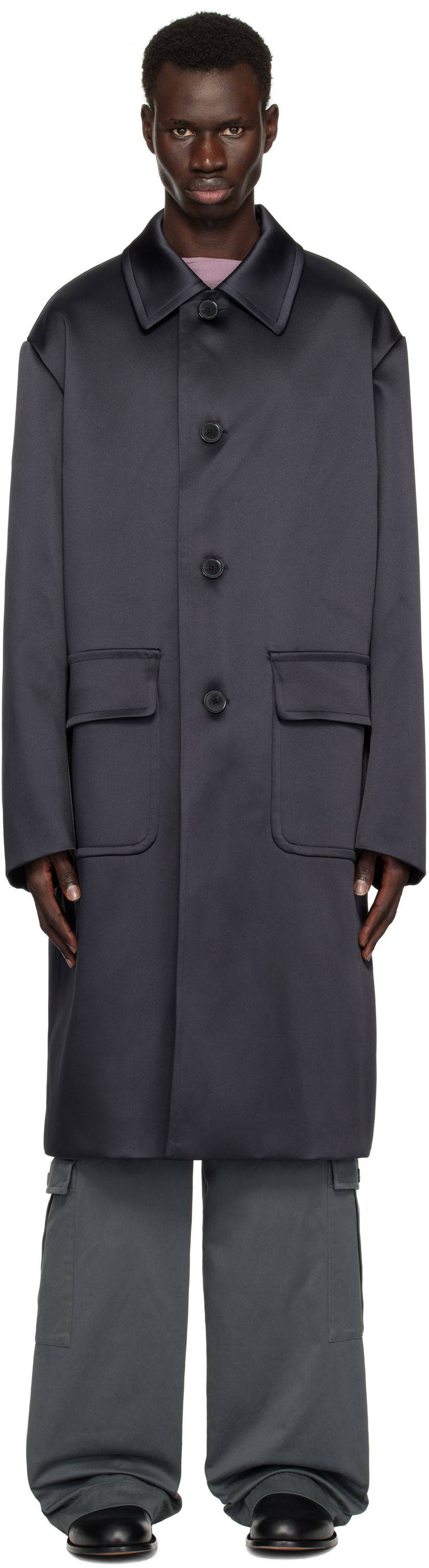 Takit Dries Van Noten Dries Van Noten Loose Fit Mac Coat Tummansininen | 251-020210-1061