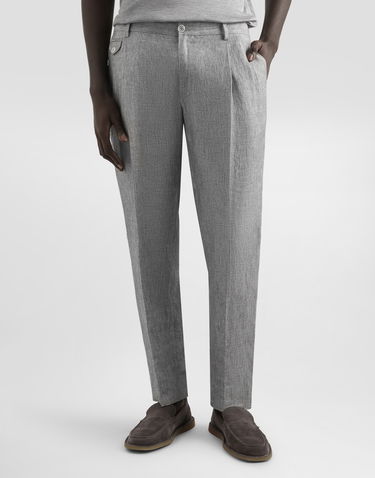 Housut Dolce & Gabbana Dolce & Gabbana Washed Linen Canvas Cropped Trousers Harmaa | GV4EETFU4MFS8290, 1