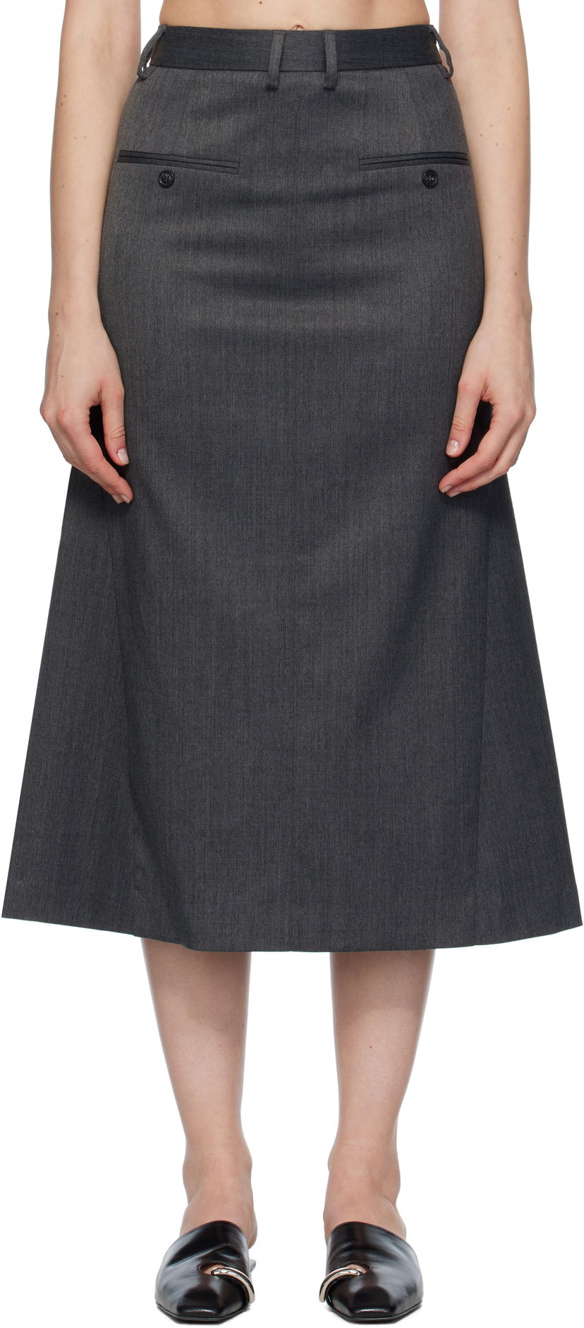 Hame Maison Margiela MM6 Maison Margiela Tailored Midi Skirt Harmaa | S52MI0021 S47848