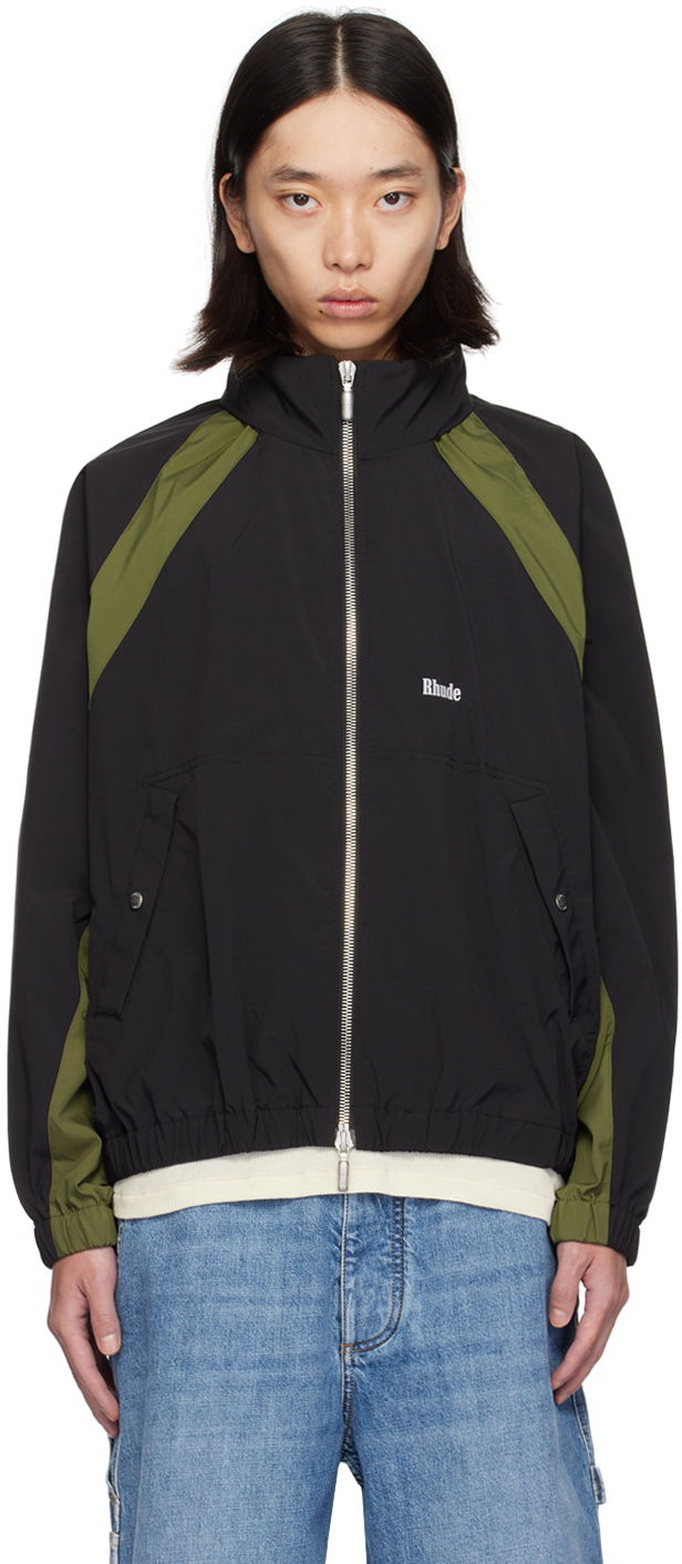Takki Rhude Black & Khaki Aerial Track Jacket Musta | RHPF24JA01863