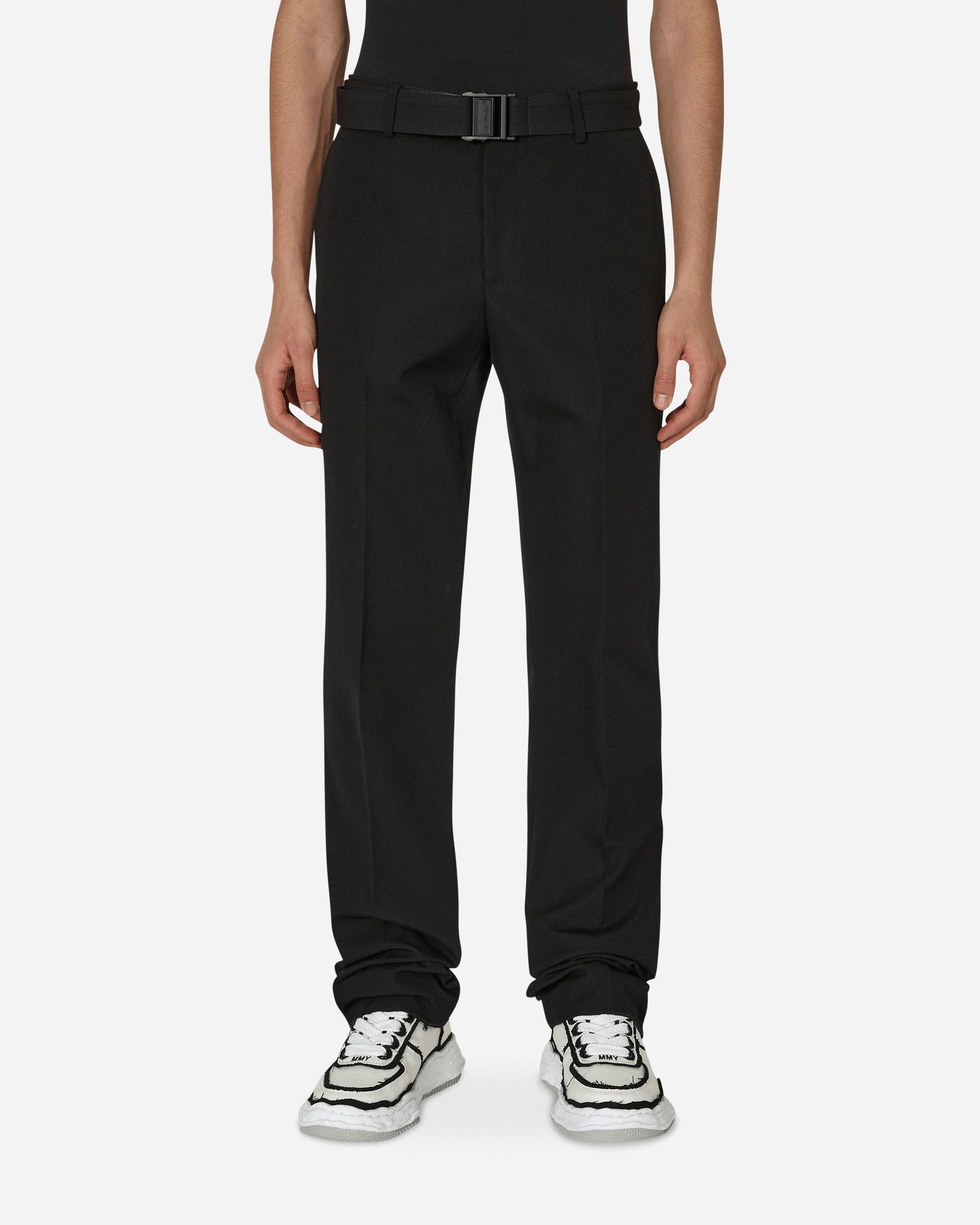 Housut Off-White Buckle Dry Wool Slim Pants Musta | OMCA214F22FAB002 1000, 0