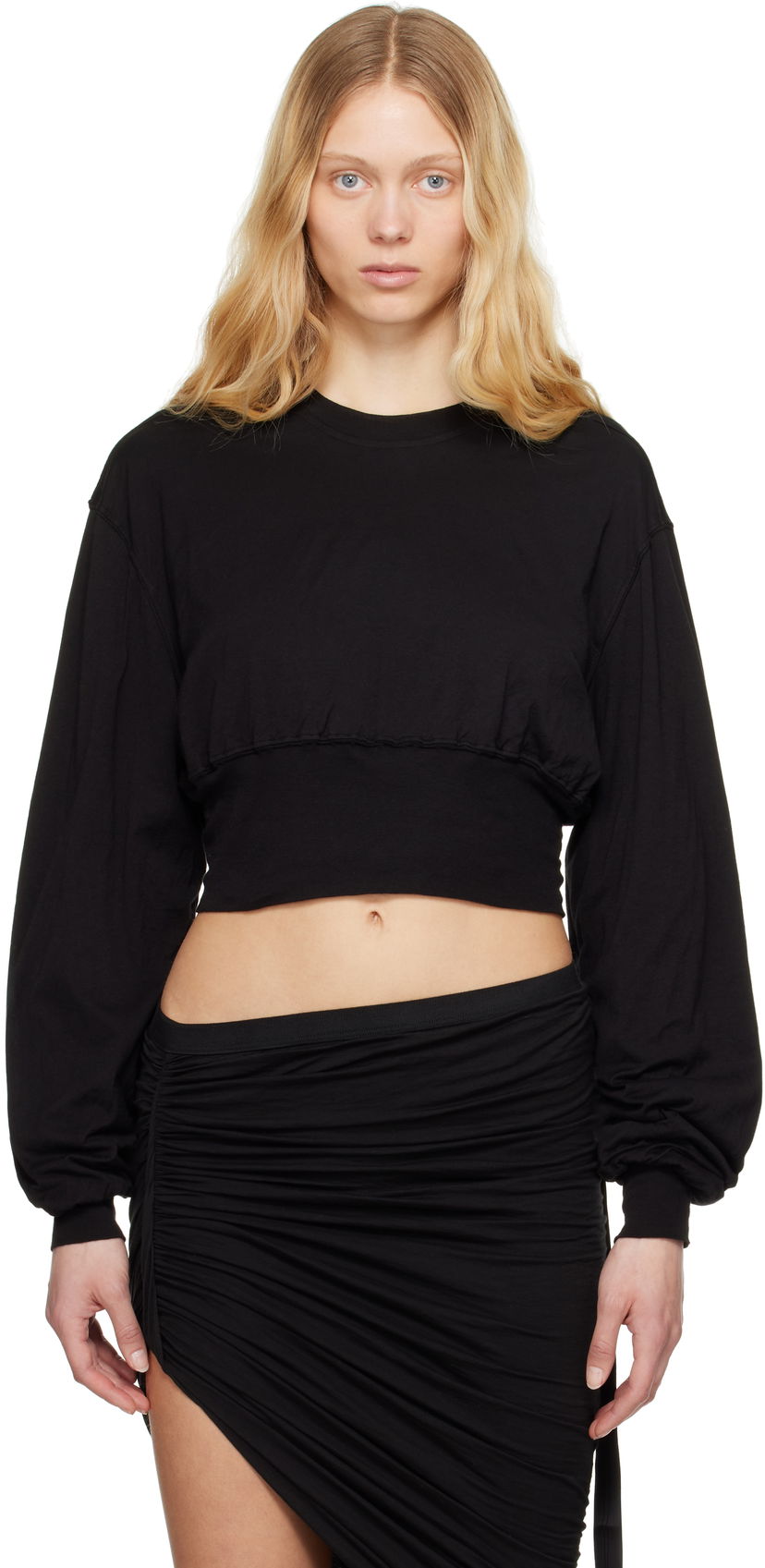 Villapaita Rick Owens Rick Owens DRKSHDW Hollywood Tatlin Cropped Sweatshirt Musta | DS01E3225 BHDB