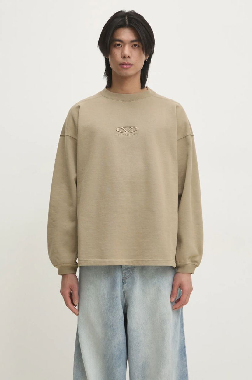 Villapaita VETEMENTS VETEMENTS Oval Logo Cropped Boxy Sweatshirt Beige | UA66CW600T
