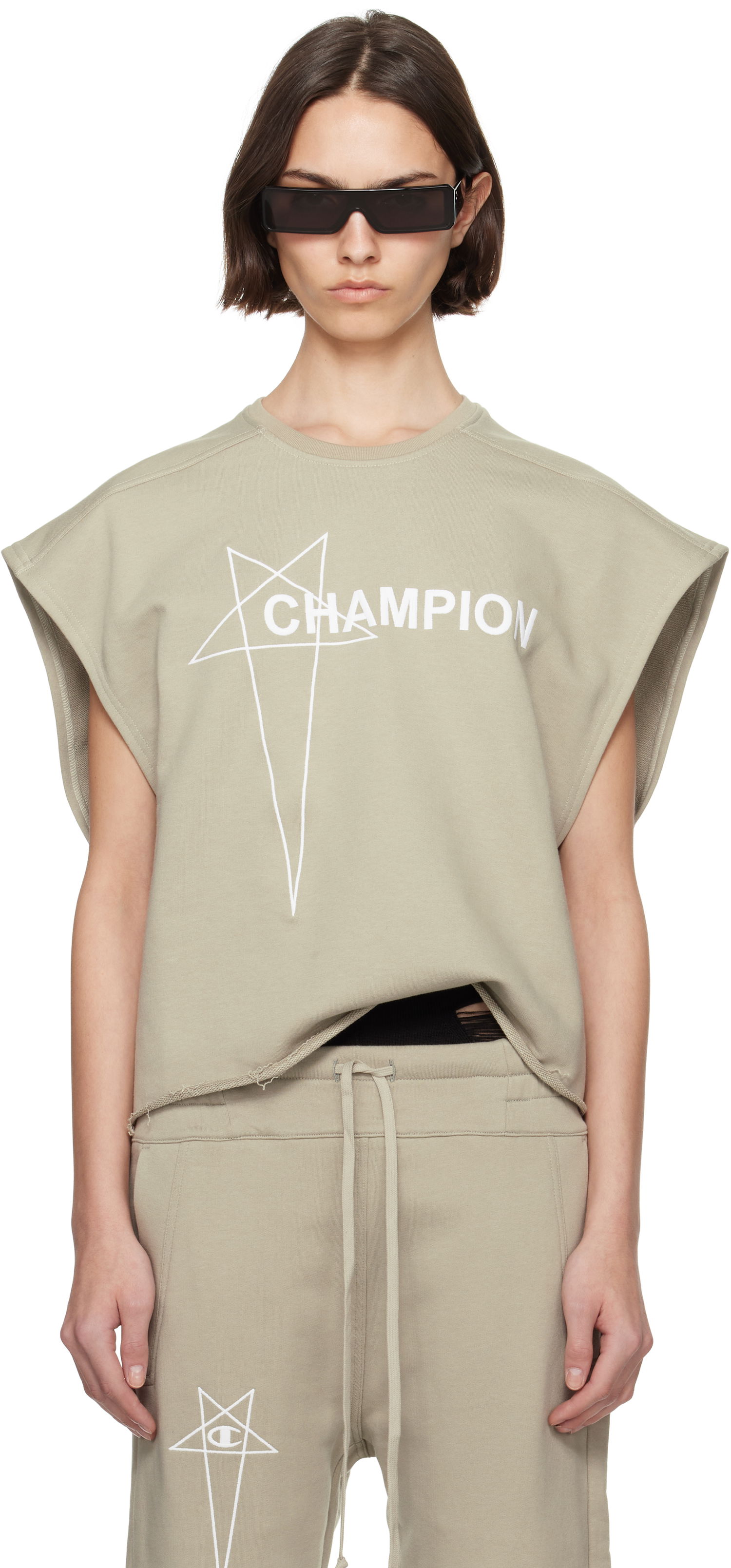 Tankkitoppi Rick Owens Rick Owens Champion Edition Micro Tatlin Tank Top Beige | CW01E1666 CHFE, 0
