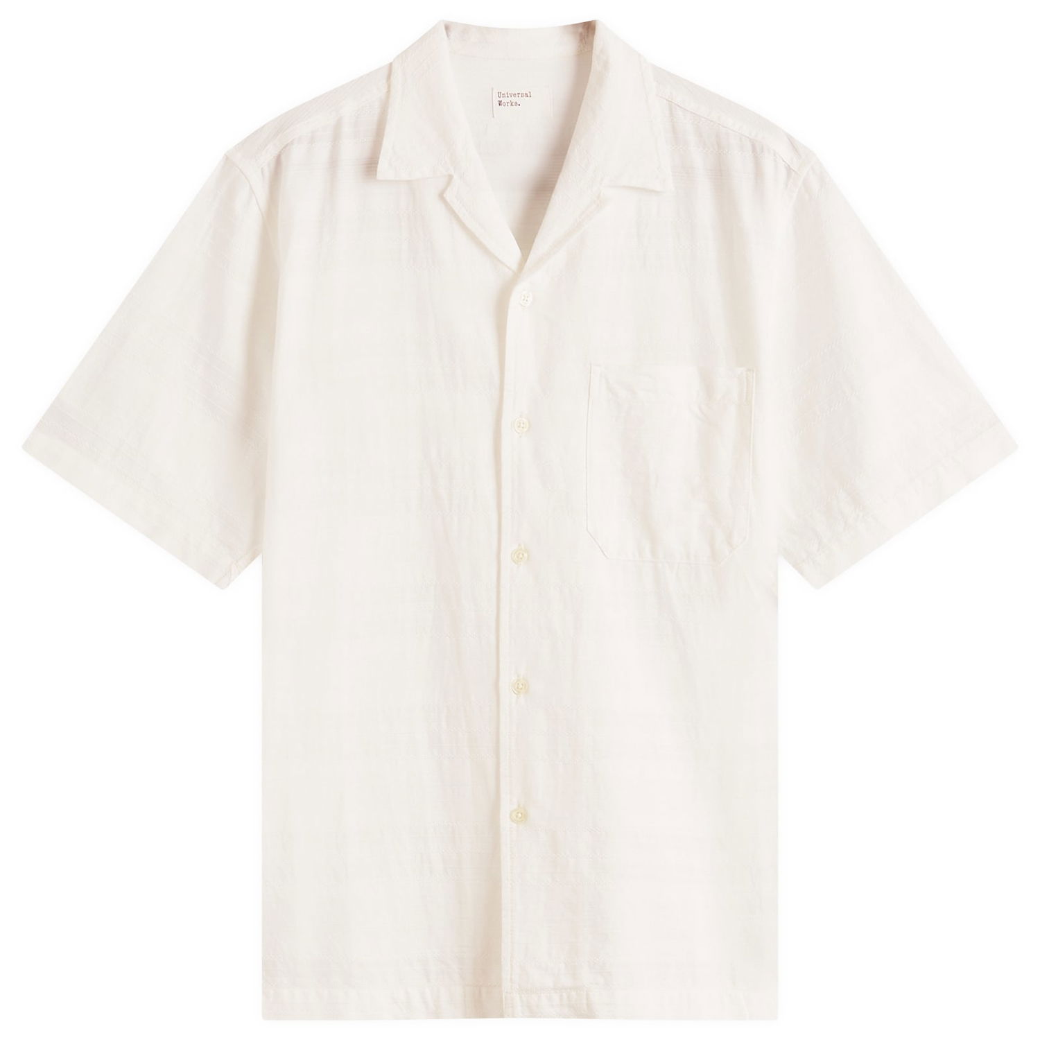 Paita Universal Works Universal Works Men's Self Stripe Minari Shirt, Size Large Valkoinen | P32044-ECR, 0