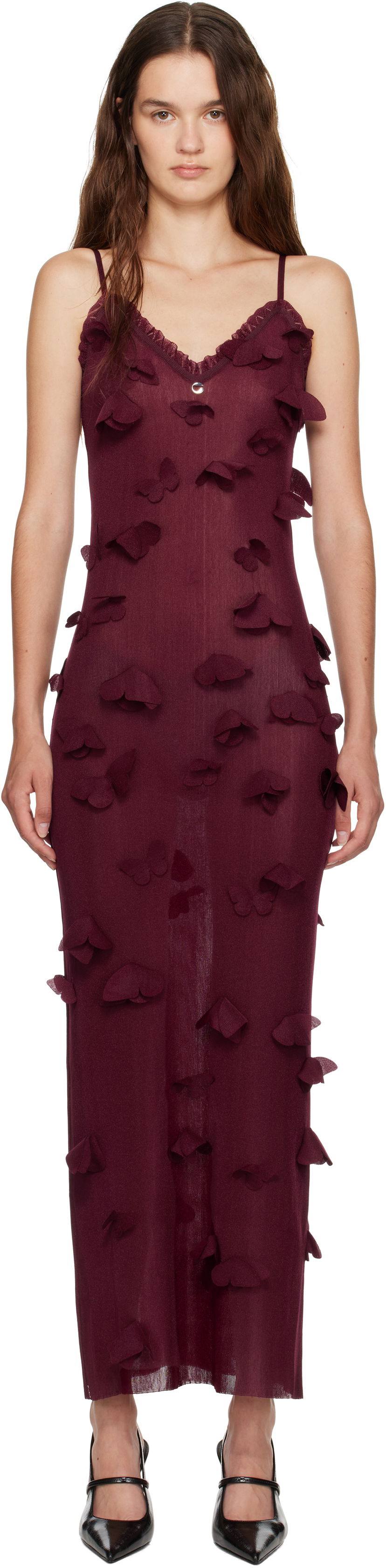 Mekko Coperni Coperni Butterflies Techno Midi Dress Burgundia | COPML166Y3015