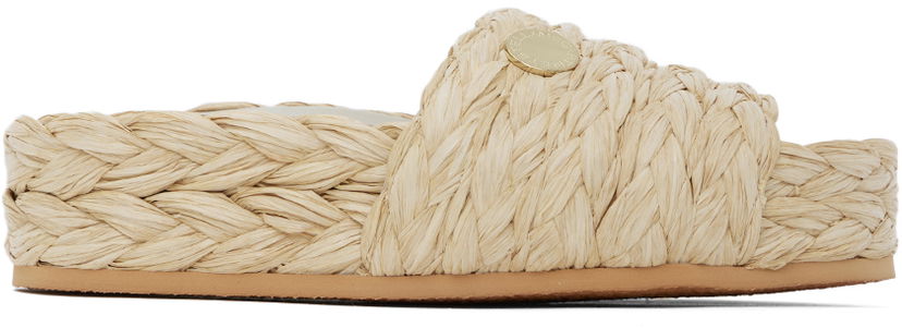 Mekko Stella McCartney Stella McCartney Skyla Raffia Platform Slides Beige | 810206E00109