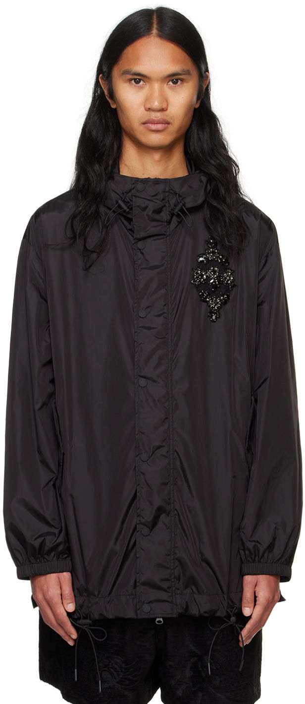 Tuulitakki Simone Rocha Simone Rocha Embellished Button Placket Parka Musta | 6105B 1067, 0