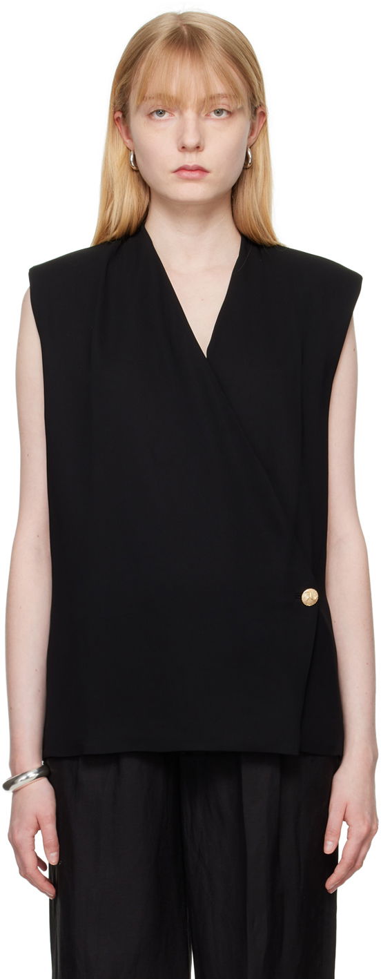 Liivi Anine Bing Wrap Sleeveless Top Musta | A-07-4835-BLK26