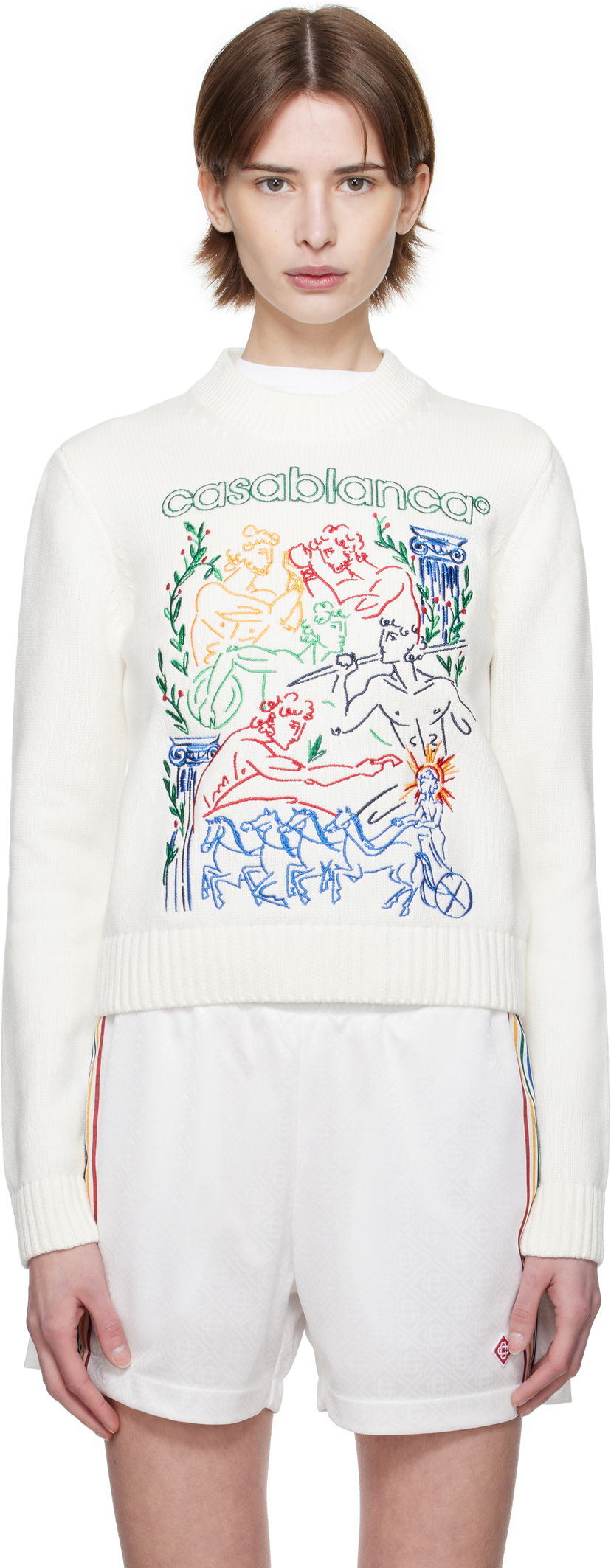 Villapaita Casablanca Casablanca Embroidered Sweater Valkoinen | WPS25-KW-860-01