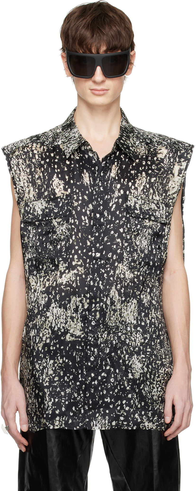 Paita Rick Owens Rick Owens Hollywood Jumbo Sleeveless Overshirt Musta | RU01E5239 JP1