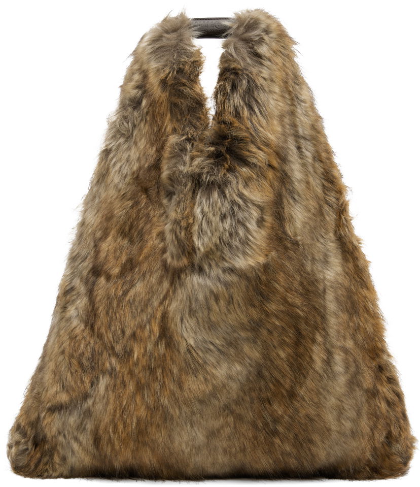 Kangaskassi Maison Margiela MM6 Maison Margiela Satin and Faux-Fur Tote Ruskea | S54WD0039 P8486
