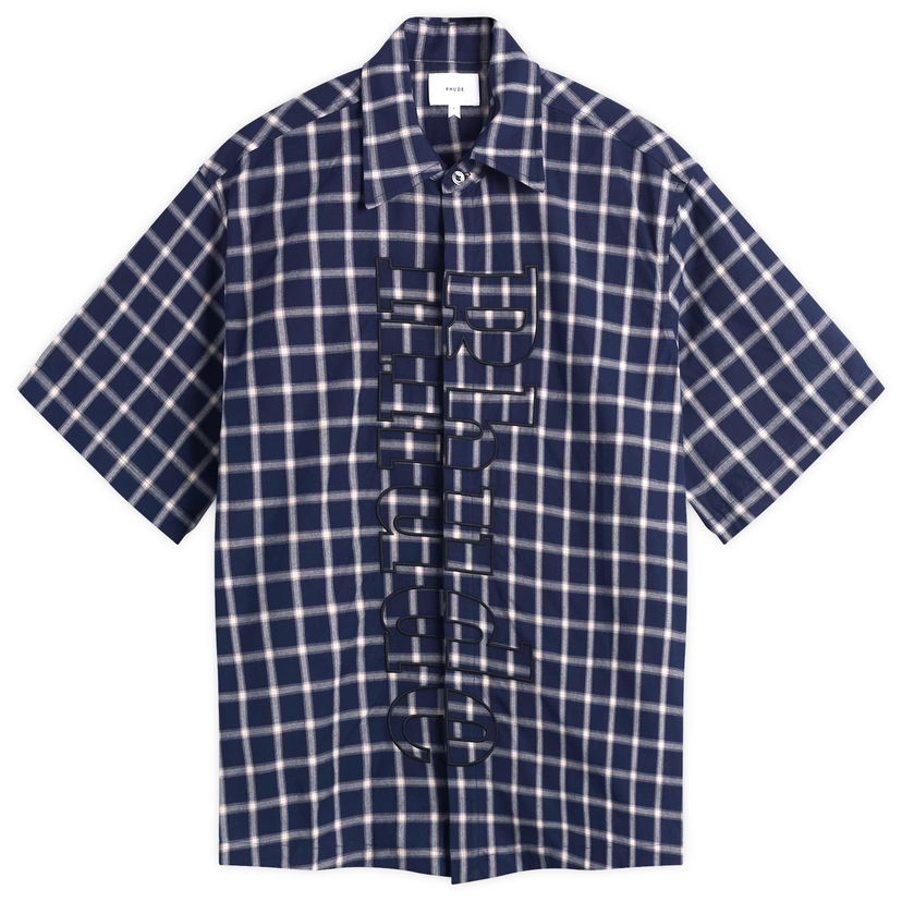 Paita Rhude Rhude Center Logo Button Up Shirt, Size Large Tummansininen | RHPF25SR05012-3076