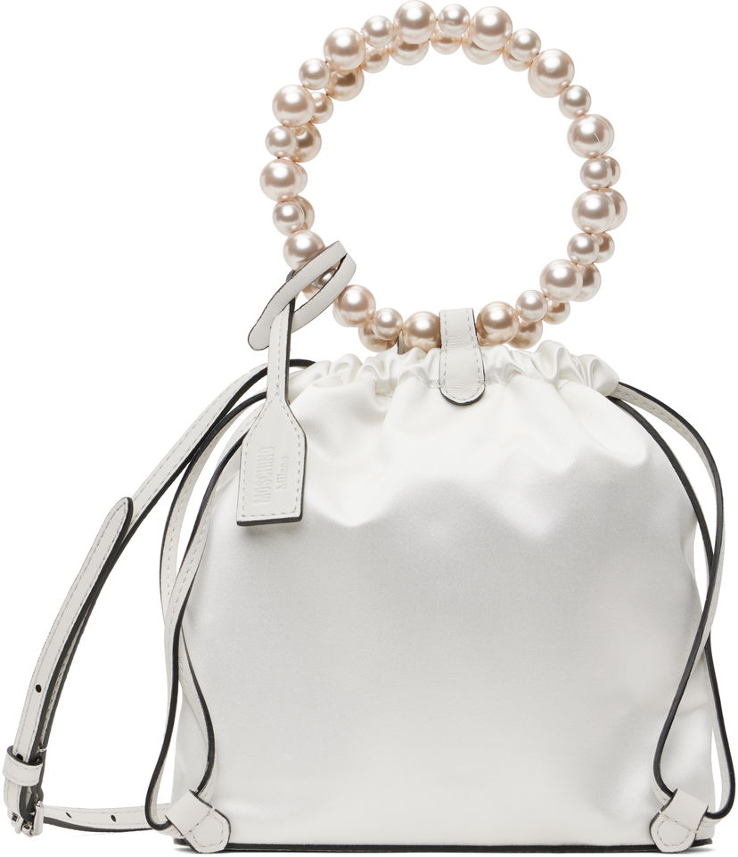 Käsilaukku Moschino Moschino Satin Drawstring Pearl Handle Bag Valkoinen | MC4251PP0MOR110A