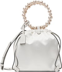 Moschino Satin Drawstring Pearl Handle Bag