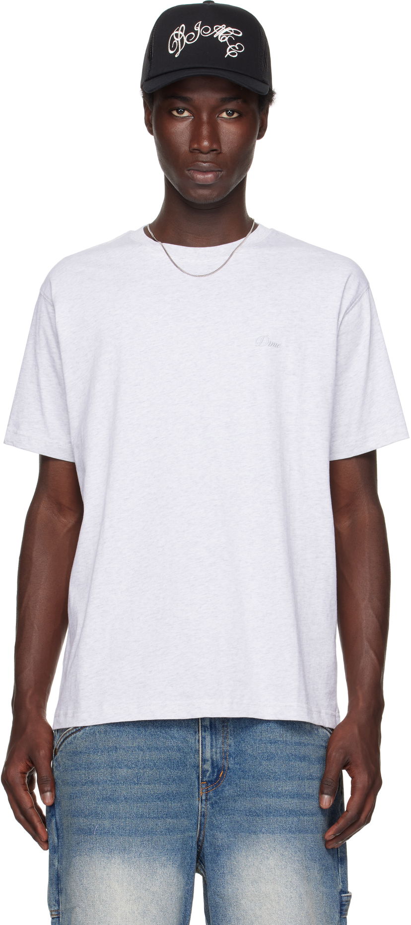 T-paita Dime Dime Cursive Small Logo T-Shirt Harmaa | DIMESU2539ASH