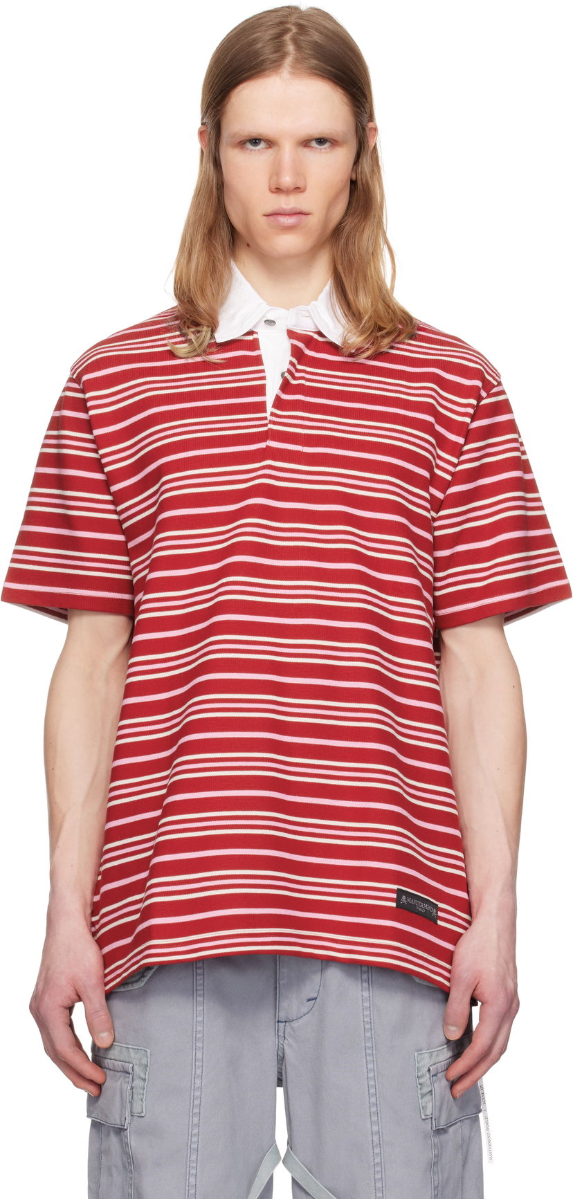 Poolopaita Mastermind WORLD MASTERMIND WORLD Short Sleeve Striped Rugby Polo Punainen | MW25S14-TS014-019