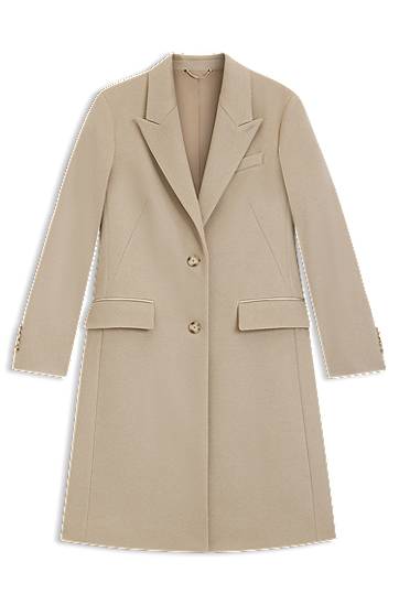 Takit BOSS Wool Coat with Peak Lapels Beige | 50548371, 0