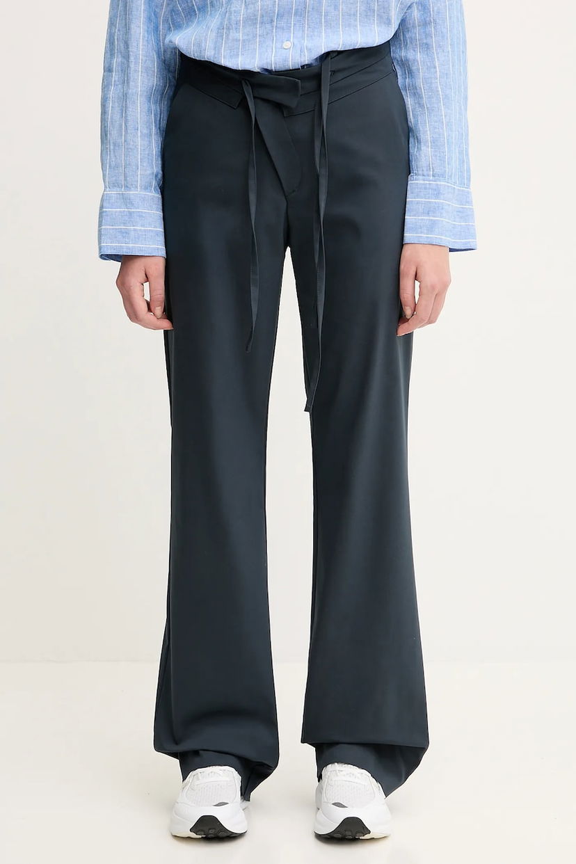 Housut Ottolinger Ottolinger Double Fold High Waist Flare Pants Tummansininen | 123.201723.01