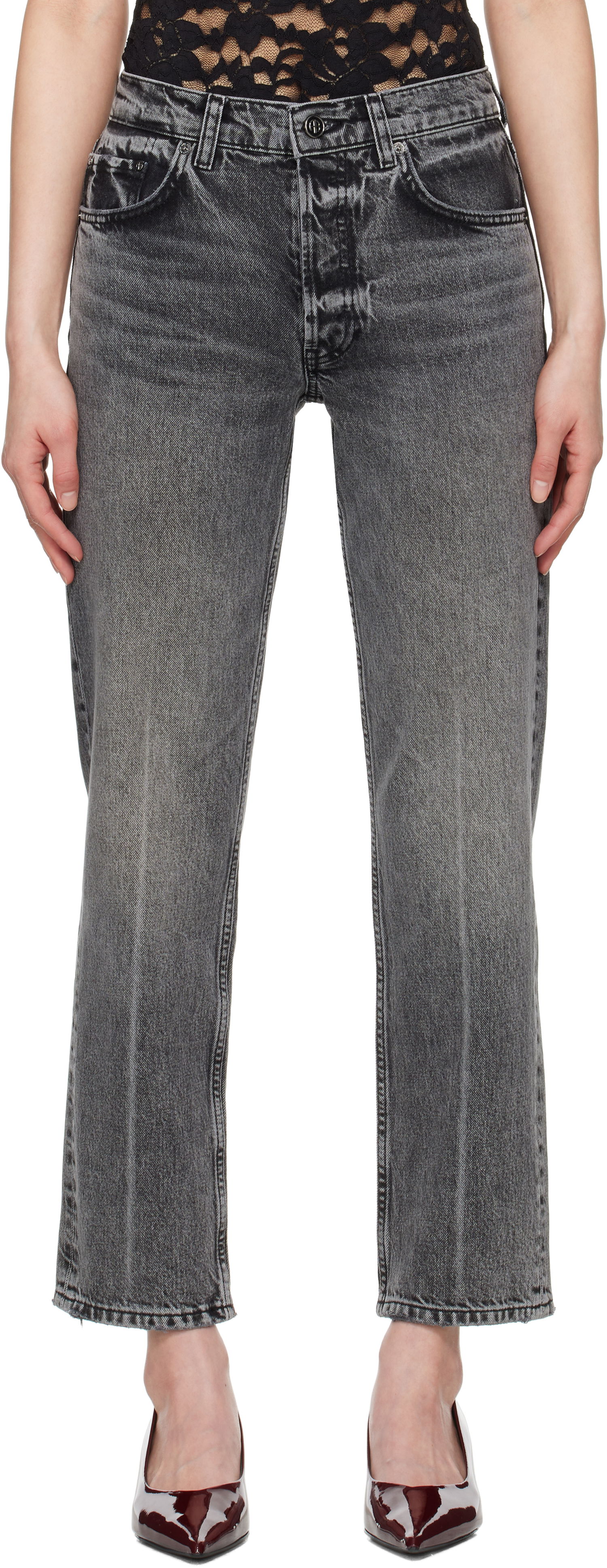 Jeans Anine Bing Anine Bing Kate Straight-Leg Jeans Harmaa | A-06-11158-WHG6, 0