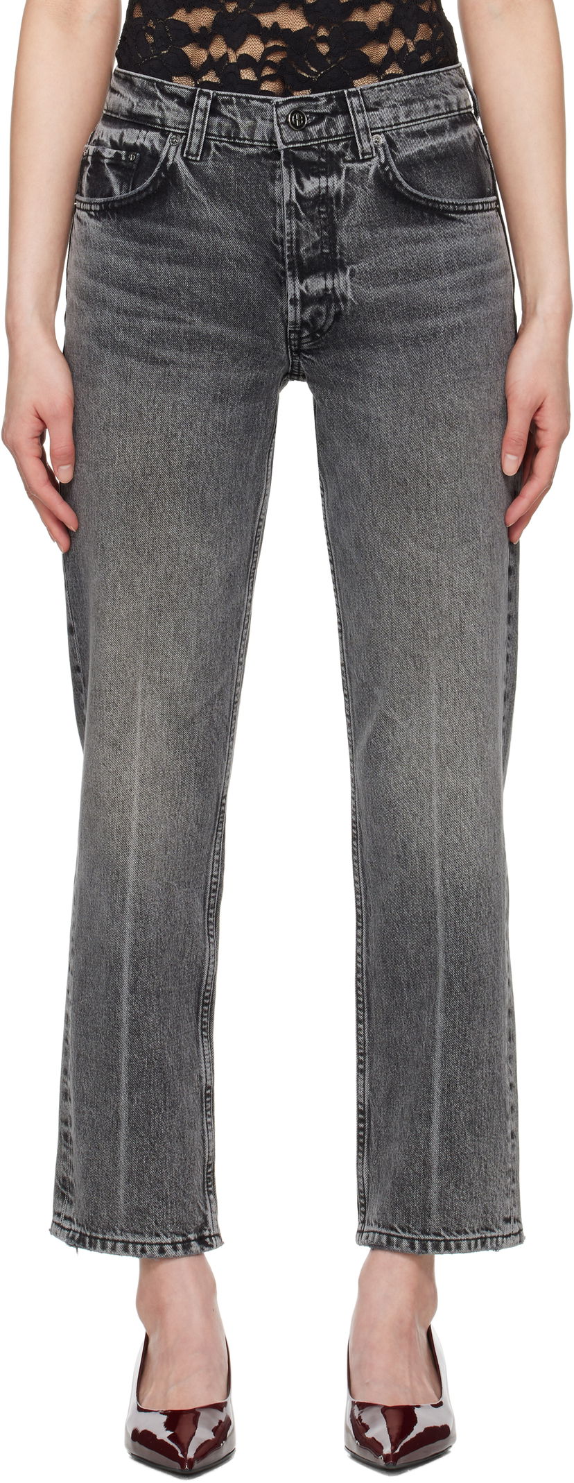 Jeans Anine Bing Anine Bing Kate Straight-Leg Jeans Harmaa | A-06-11158-WHG6