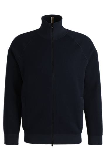 Bomber-takki BOSS Cotton-blend Zip-up Cardigan Tummansininen | 50519629