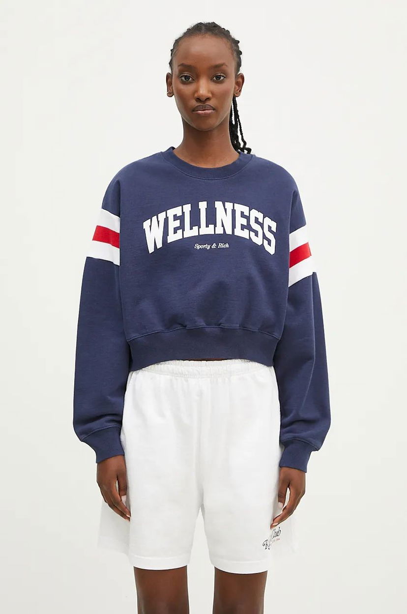 Huppari Sporty & Rich Wellness Ivy Print Crop Sweatshirt Sininen | WS058S406WN