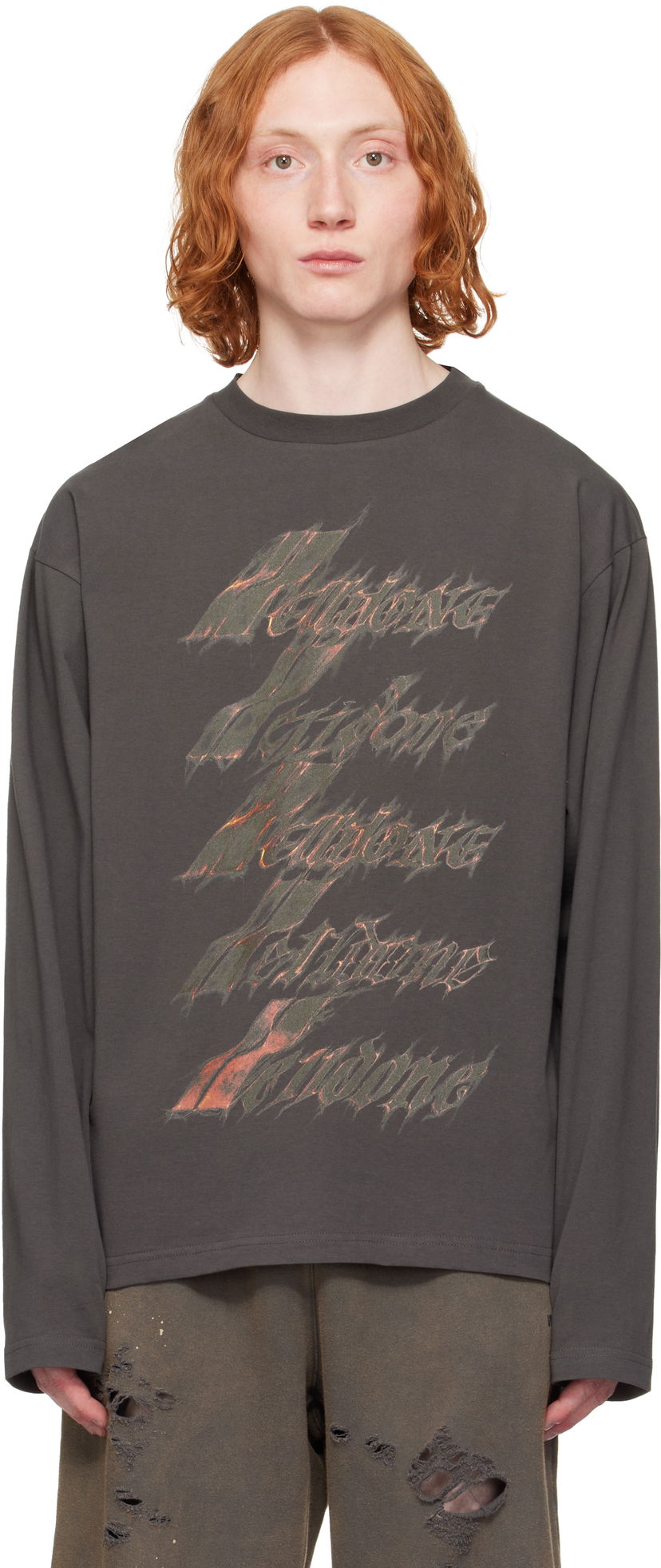 T-paita We11done We11done Spark Logo Long Sleeve T-Shirt Harmaa | WD-TT0-25-752-U-CH