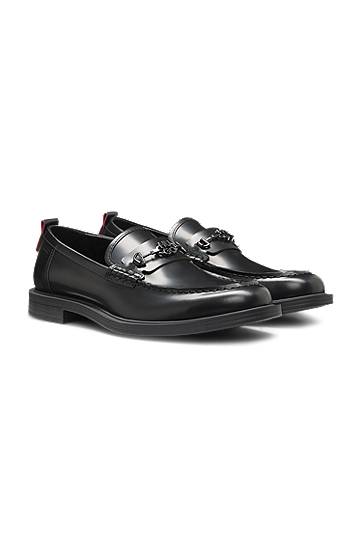 Vaatteet ja asusteet BOSS Stacked-Logo Bit Leather Loafers Musta | 50548574