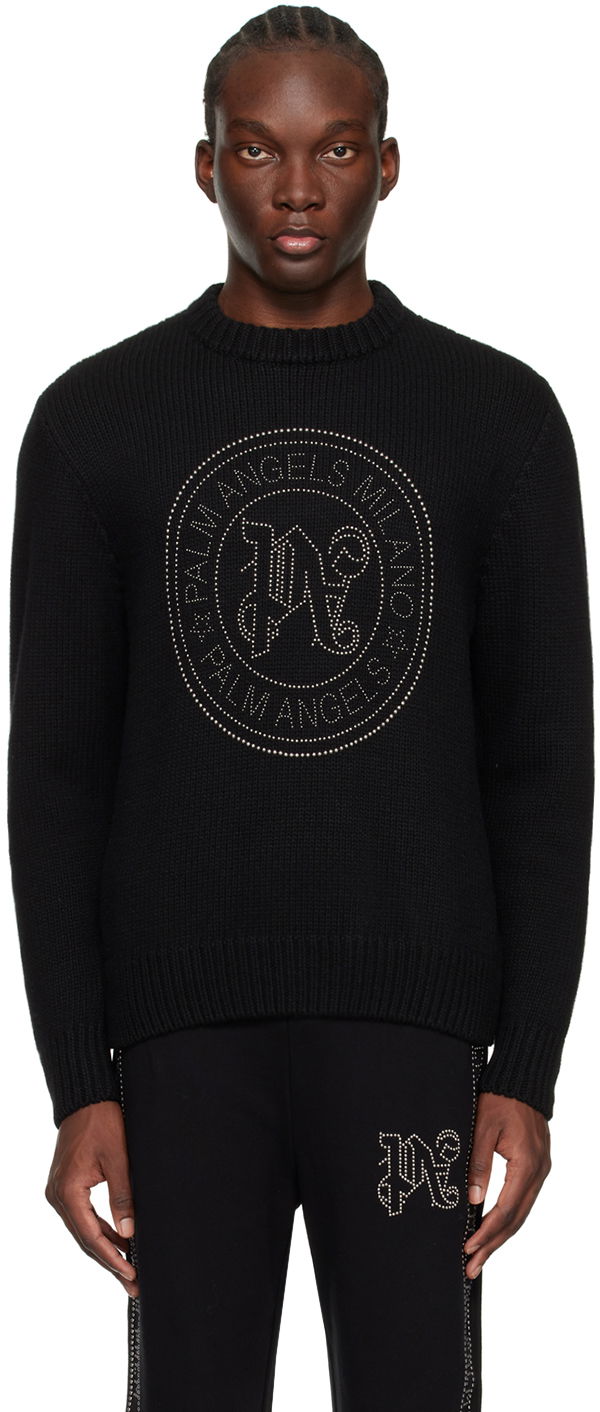 Villapaita Palm Angels Milano Stud Sweater Musta | PMHE058R24KNI0011072