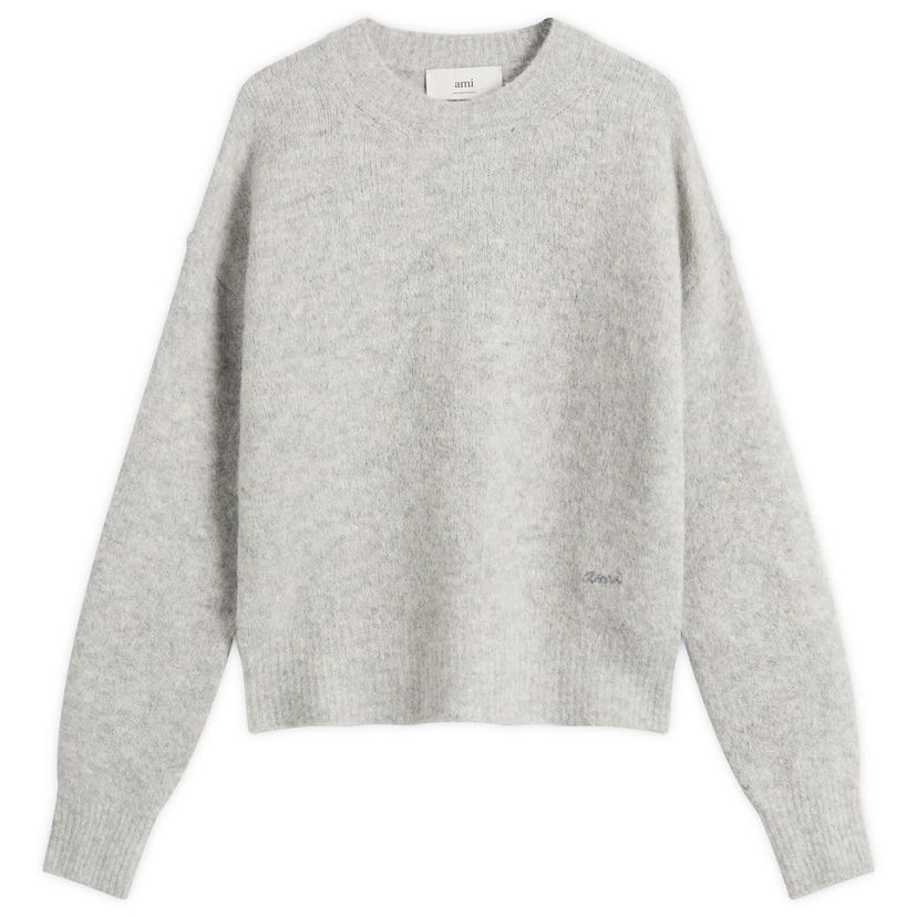 Villapaita AMI Men's Wool And Alpaca Knit Crew Neck Jumper, Size Large Harmaa | H25HKS824-KN0021-050H25
