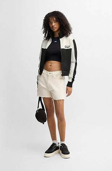 Takki BOSS Retro Zip-Up Sweatshirt with Color-Blocking Musta | 50537054, 1